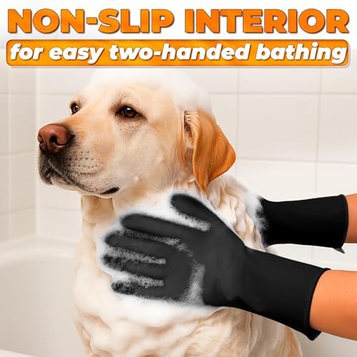 Cat and Dog Washing Gloves, 1 Pair, 11.6 in, Soft Silicone - Image 6