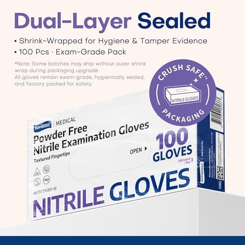 Supmedic Medical Soft Max Nitrile Disposable Gloves Powder-Free, Violet 100 - Image 5