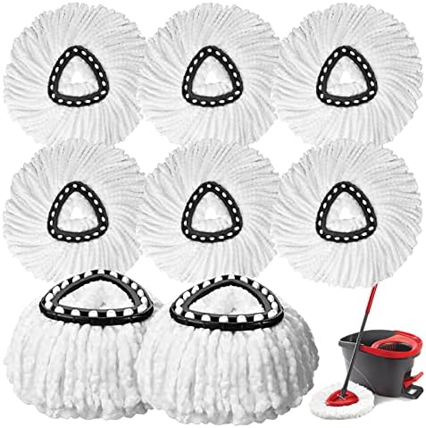 8PCS Spin Mop Replacement, 100% Microfiber, Machine Washable, 360° Rotation by XHAMXE
