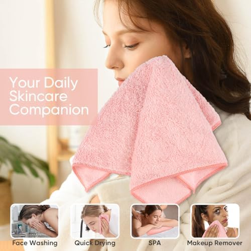 HOMEXCEL Washcloths 12PK, Ultra Soft&Highly Absorbent Face Towels, 12X12 in - Image 4