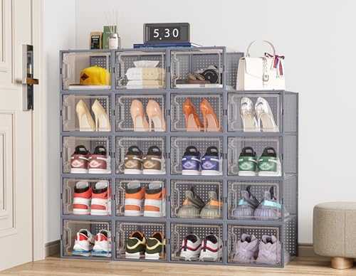HOMIDEC XL Clear Shoe Storage Boxes, Stackable Shoe Organizer - Image 6