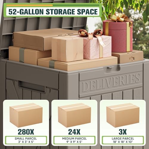 Greesum 52 Gallon Large Outdoor Package Delivery Box, Light Coffee - Image 4