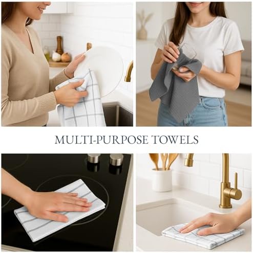 LANE LINEN Cotton Kitchen Towels and Dish Cloths Set, Quick-Drying Dish Towel - Image 6