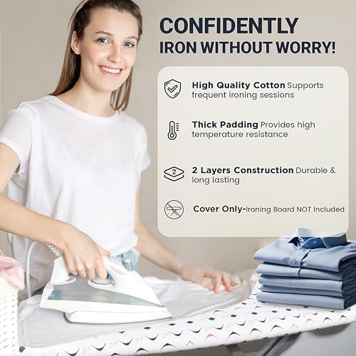 UniSimp Ironing Board Cover and Pad 15"x54" Extra Thick Natural Cotton - Image 5