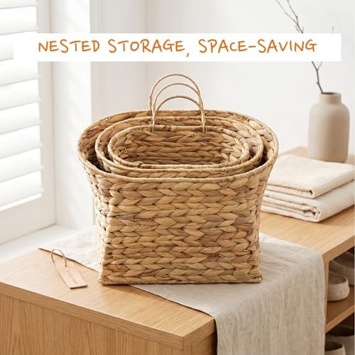 Wicker Hanging Basket, Farmhouse Rustic Storage Baskets - Image 3