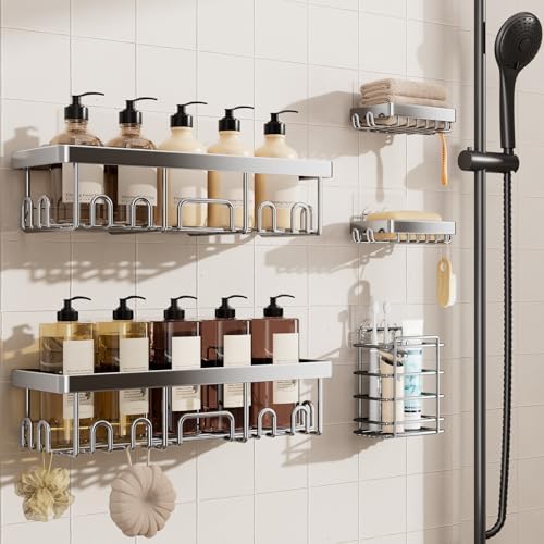 Veken Shower Caddy 5-Pack, Bathroom Organizers and Storage Shelves by Veken