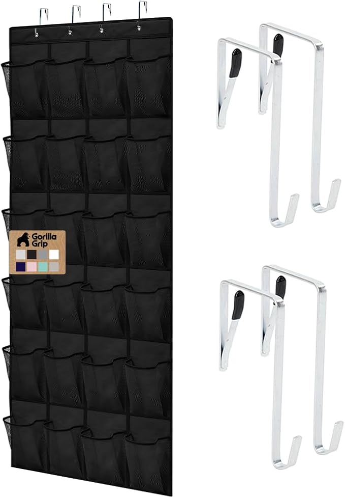 GORILLA GRIP Over the Door Shoe Organizer, 24 Large Pockets, Space Saving by Unknown