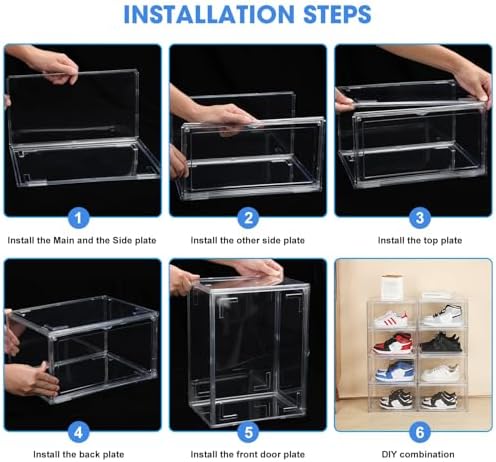 HIYOHIYO 2-Pack Stackable Clear Shoe Boxes Organizer, Fit up to US Size 14 - Image 6