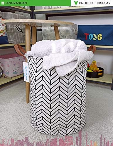 Round Laundry Basket Collapsible Storage Hamper Organizer Geometric Circle - Image 4