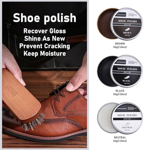 RAPSAKEMOH Shoe Polish Kit, Horsehair Brush Shoe Shine Kit - Image 4