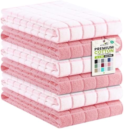 Kitinjoy Premium Kitchen Towels, Large 100% Cotton Terry 390 GSM Kitchen Hand by Kitinjoy