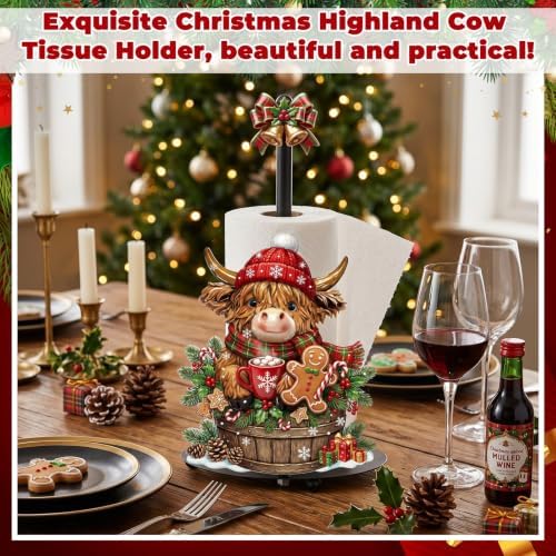 Chunful Highland Cow Christmas Paper Towel Holder - Image 2