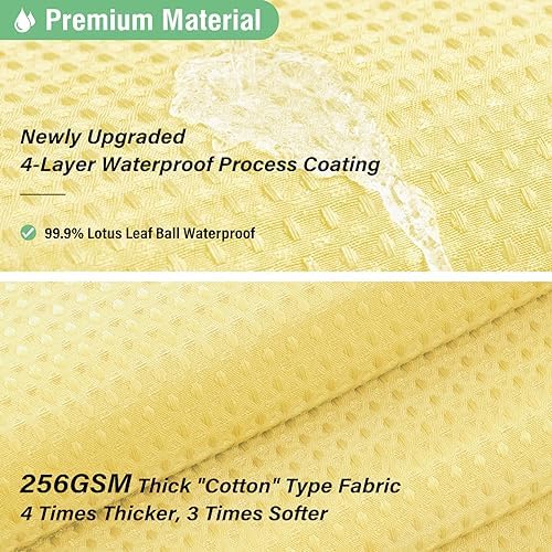 Dynamene Extra Long Waffle Shower Curtain 256 GSM Fabric 72x96 Yellow - Image 4