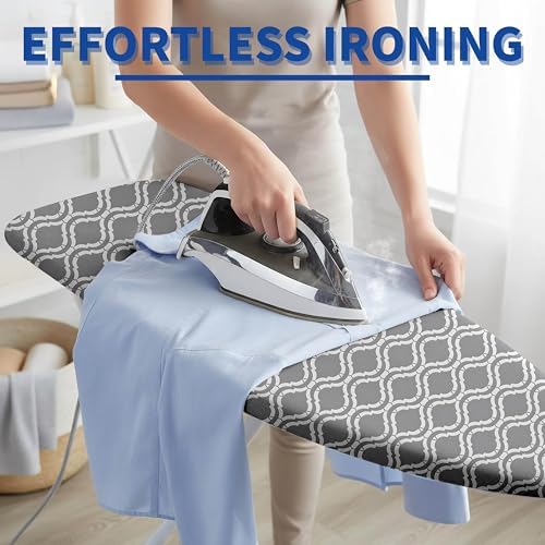 Ironing Board Cover and Pad, Thick Scorch Resistant Padding Gray Lattice Print - Image 5
