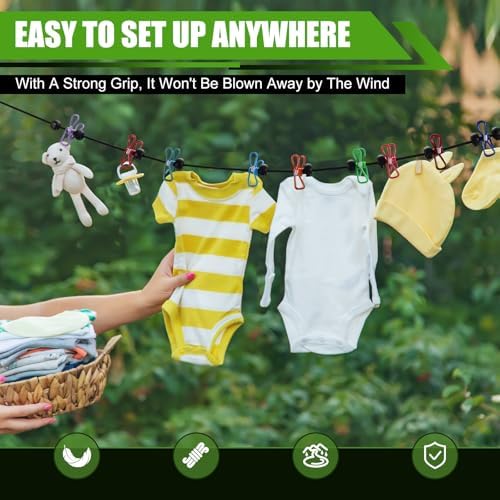 2 Pack Camping Clothesline Portable 12 Clothespins - Image 5