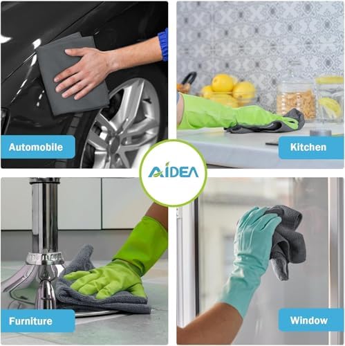 AIDEA Microfiber Cleaning Cloth Grey 100PK, Microfiber Towels 11.5"×11.5" - Image 4