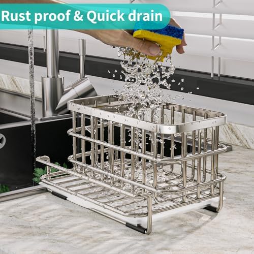 HapiRm Kitchen Sink Organizer, SUS304 Stainless Steel Rustproof Multifunctional - Image 3