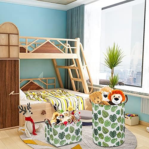 NTAOHAMPER Round Green Laundry Hamper, Jungle Themed Nursery Decor, Tropical - Image 2