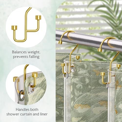 Bathway 12-Pack Double Shower Curtain Hooks, Rust-Resistant Metal Shower - Image 5
