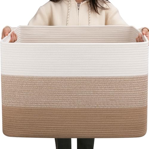 OIAHOMY 108L Extra Large Blanket Basket Dog Toy Basket Light Brown by MasterofSpaceOptimization