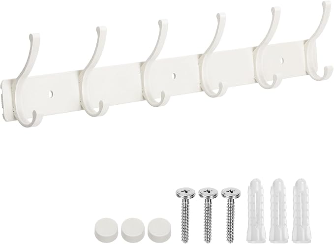 Wall Mount Coat Rack 1 Pack, Smooth Hook Edges, Screw Installation, Double by Dntorx