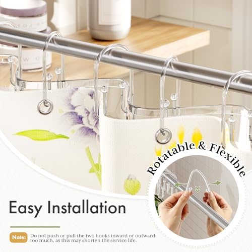Bathway Shower Curtain Hooks, Non-Slip Plastic Shower Hooks - Image 4