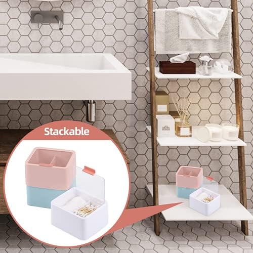 Tecbeauty 2 Slot Cotton Swab Ball Qtip Holder Jar Plastic Container Dispenser - Image 5