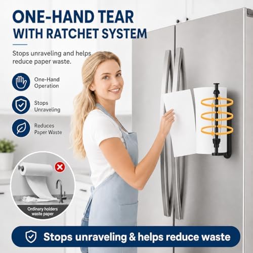 Magnetic Paper Towel Holder for Fridge-Great Adhesive Magnetic, One Hand - Image 5