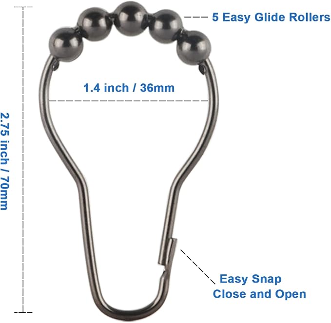 Shower Curtain Hooks Rings, Rustproof Metal Shower Curtain Rings - Image 2