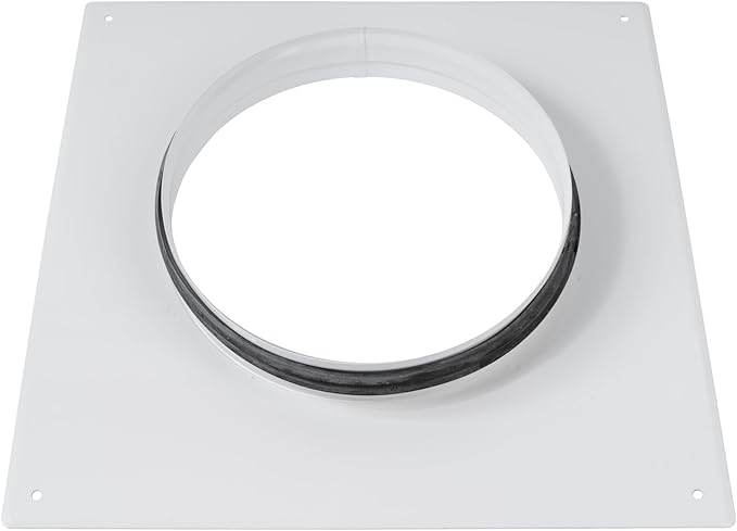 White Duct Connector Flange - 8 Inch Ducting - Galvanized Steel with Rubber Gasket - Straight or Flex Pipe Flange for Heating, Cooling, Air Ventilation Systems