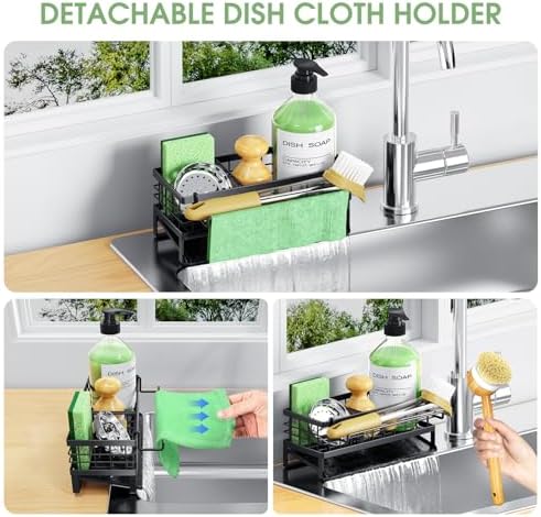 Self-Draining Kitchen Sink Caddy, Rustproof Non-Slip Metal Sponge Holder - Image 6