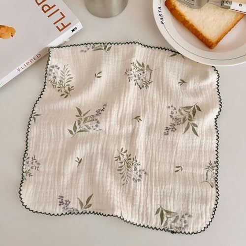 BuLuTu Vintage Floral Tea Towels Set of 4 Cotton Kitchen Dishcloths - Image 6
