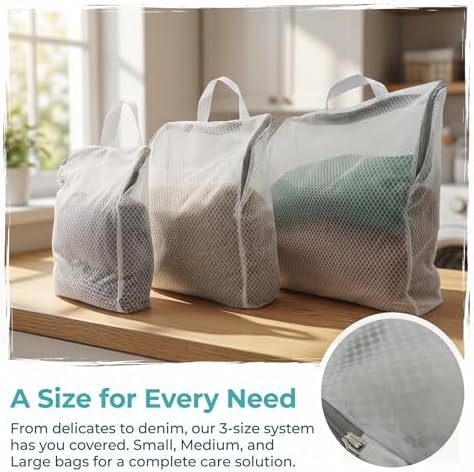 Mesh Laundry Bags 3-Pack for Delicates, Large/Medium/Small - Image 5