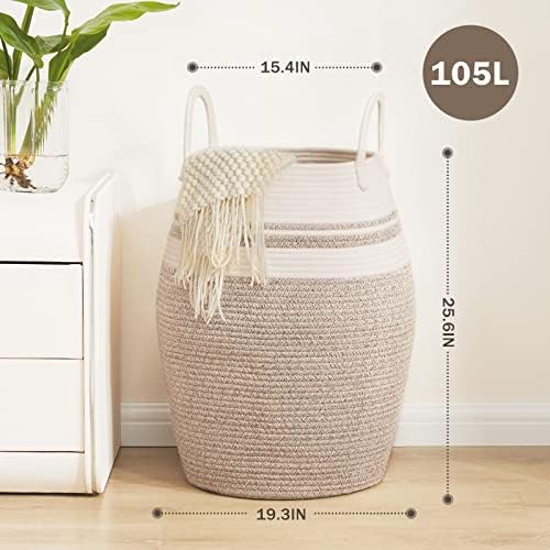 Extra Large Laundry Hamper Basket 105L Woven Blanket Basket - Image 6