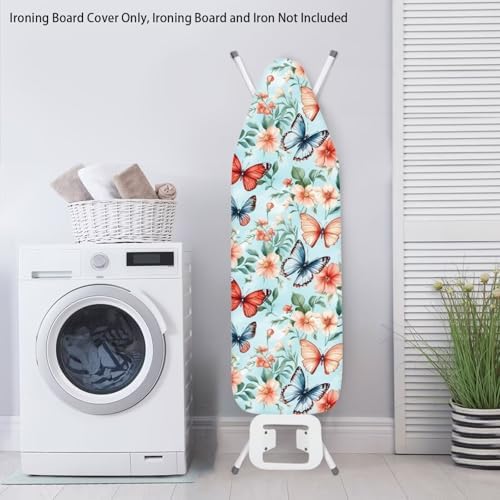 Blue Floral Butterfly Ironing Board Cover Fits Standard Size Elasticized Edges - Image 3