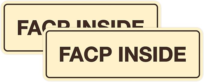 Signs ByLITA Standard FACP Inside Sign | Fire Safety Signage (Ivory/Dark Brown) - Small 2 Pack