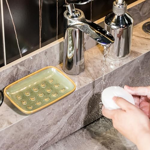 Soap Dish for Shower, Ceramic Soap Dish for Large Soap Bars, Non-Slip Soap - Image 5