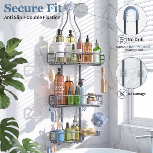 Skyapex Shower Caddy Hanging Bathroom Organizer: Over Head Adjustable Rack - Image 5