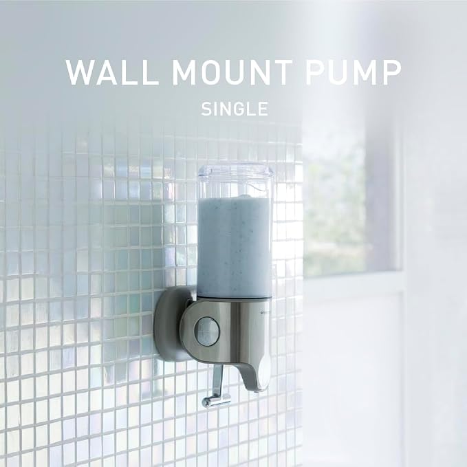 simplehuman Single Wall Mount Pump, Hotel-Grade Refillable Shower Soap Dispenser - Image 2