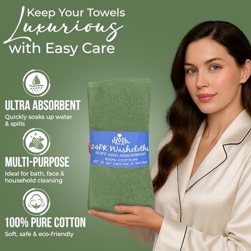 DAN RIVER 24 Pack Cotton Wash Cloths Set - Image 4
