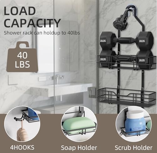 Over the Shower Head Caddy, 3-Tier Hanging Shower Shelves Rustproof, Shower - Image 6