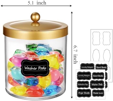 50 Oz Laundry Pods Container Clear Container w/Stainless Steel Lid - Image 2