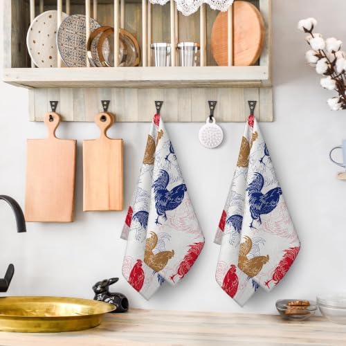 Rooster Chicken Kitchen Towels Set of 2 Farmhouse Dish Towel 16"x24" - Image 3