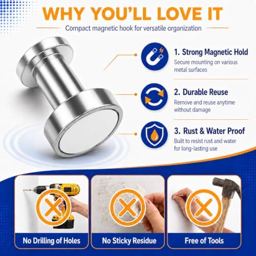 Grtard 10 PCS Strong Magnet Hooks Heavy Duty, 150 lb Magnetic Hooks - Image 4
