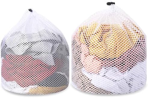 2pcs Mesh Laundry Bags for Socks, Machine Washable Drawstring Design Travel by Mozeat+Lens