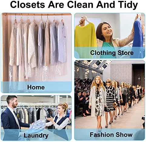 BEISHIDA 60PCS 35.5 Inch Plastic Garment Bag-Plastic Clear Dry Cleaner Laundry - Image 6