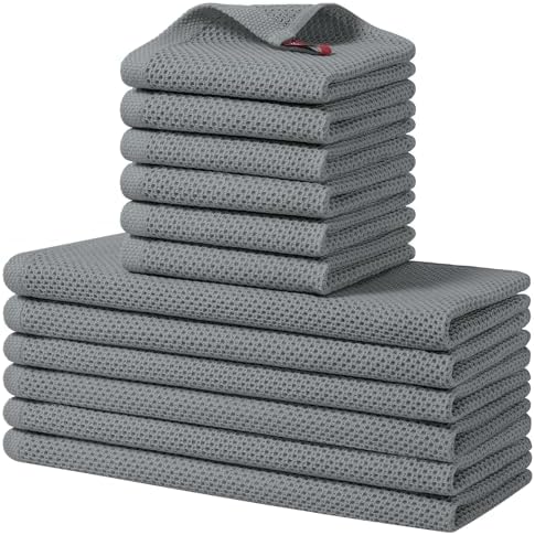 Homaxy 12 Pack 100% Cotton Kitchen Towels and Dishcloths Set by Homaxy