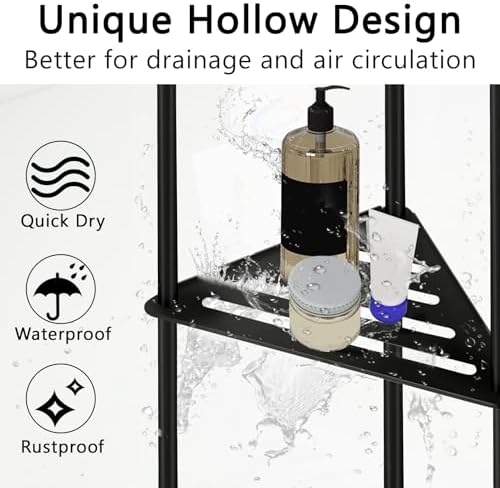 Standing Shower Caddy Corner, 3 Tier Stainless Steel Shower Organizer Stand - Image 6