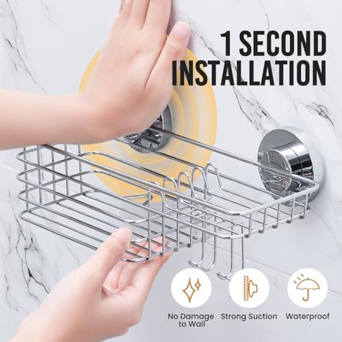 LEVERLOC Shower Caddy Suction Cup, 3 Pack Bathroom Organizer - Image 3