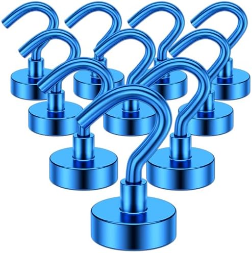 Grtard 10 Pack Blue Magnetic Hooks Heavy Duty, 30LBS Strong Magnet Hooks by Grtard